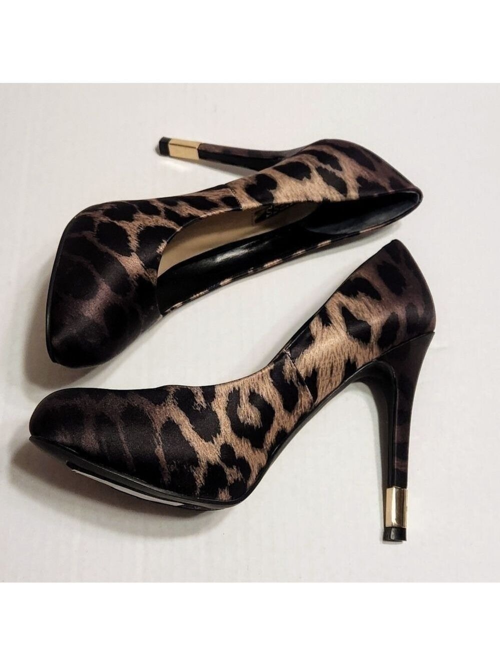 Guess Leopard Print Stiletto Heel Pumps Black Tan Size 6 Medium - Picture 3 of 12